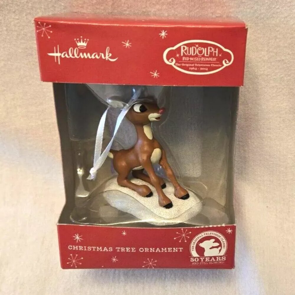 HALLMARK 2014 Rudolph Red Nosed Reindeer 50th Anniversary Christmas Ornament.